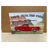 Farm-Themed Wall Plaque with Red Truck Design