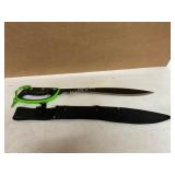 Fixed Blade Knife with Green Handle and Sheath