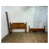 Wooden Full Bed Frame with Rails