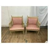Pair of Painted Wood Chairs with Upholstery