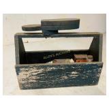 Vintage Wooden Shoeshine Box with Supplies