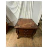 Carved Wooden Three-Drawer Side Table