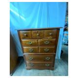 Five-Drawer Wooden Dresser with Brass Hardware