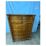 Tall Wooden Chest of Drawers with Brass Handles