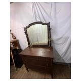 Wooden Dresser with Mirror and Turned Posts
