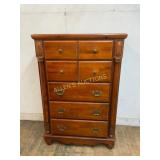Wooden Tall Chest of Drawers with Brass Pulls