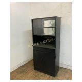 Black Metal Storage Cabinet with Glass Doors