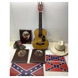Books, Hat, Guitar, and Decor Items
