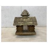 Rustic Wooden Birdhouse with Shingled Roof
