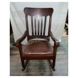 Wood Rocking Chair with Leather Seat