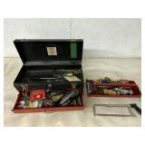 Metal Toolbox With Two Drawers and Tools