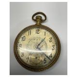 Elgin Gold-Tone Pocket Watch with Engraved Case