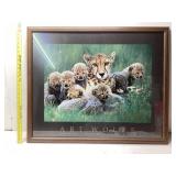 Framed Wildlife Print of Cheetah and Cubs