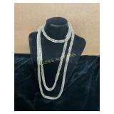 Long 800 Silver Braided Chain Necklace