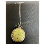 Silver-Tone Pocket Watch with Chain