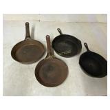 Four Cast Iron Skillets, Various Sizes