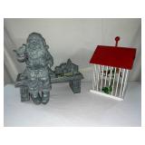 Santa Claus Figure With Bench and Birdhouse