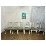 6 White Painted Chairs, For Restoration