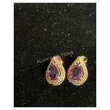 14 Kt Gold Earrings with Amethyst Tear Drops