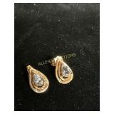 14 Kt Gold Earrings with Light Blue Aqua Stones