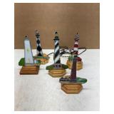 Five Stained Glass Lighthouse Lamps
