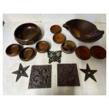 Wooden Bowls and Metal Decorative Items