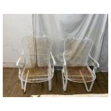 Pair of White Painted Iron Chairs
