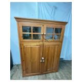 Wooden Cabinet With Glass Panel Doors