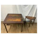 Two Wooden Side Tables with Decorative Features