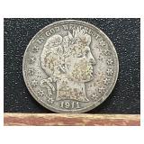 1911 S Barber Silver Half Dollar