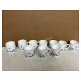10 Blue Floral Porcelain Mugs