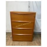 Teak Four-Drawer Lockable File Cabinet