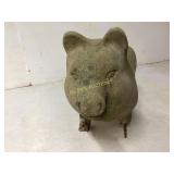 Carved Stone Pig Sculpture with Metal Legs