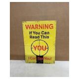 Metal Warning Sign with Target Graphic