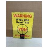 Metal Warning Sign with Target Graphic