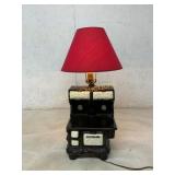 Vintage-Style Stove Lamp With Red Shade