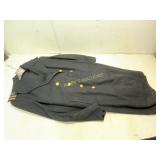 Navy-Style Wool Overcoat with Insignia