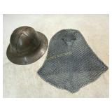 Medieval- Style Steel Helmet with Chainmail Coif