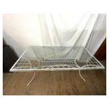 White Metal Patio Table with Glass Top