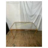 Glass-Top Metal Patio Table with Decorative Legs