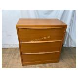 Wood Veneer 3 Drawer File Cabinet with Key