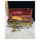 2 Brass Trumpets with Case and Accessories