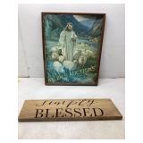 Religious Print and Wooden Decor