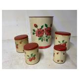 4 Retro Metal Kitchen CanistersMatching Can