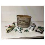 Hess Toy Vehicles and Birch Bark Basket
