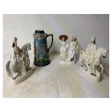 Ceramic Figurines and Metal Stein