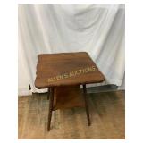 Square Wooden Side Table with Lower Shelf