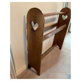 Wooden Quilt Rack with Heart Cutouts