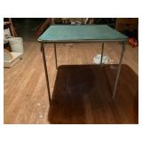 Green Folding Card Table with Metal Legs