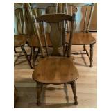 Set of Four Wood Dining Chairs with Turned Legs